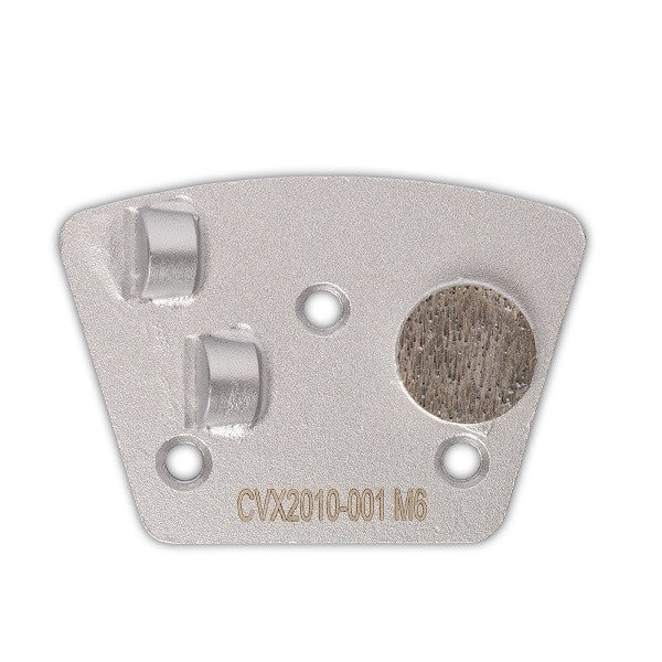 PKD-Schleifplatte Silber mit M6 Gewinde, 2 PKD, 1 Stützsegment, Laufrichtung rechts